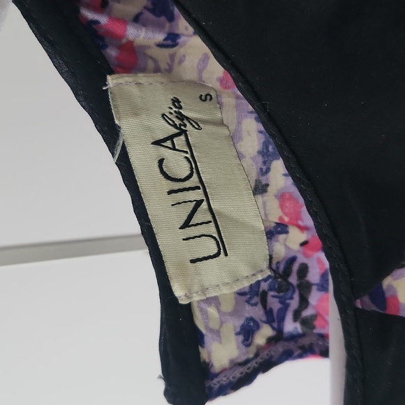 UNICA hiya Pink, purple, white, black pattern blouse cap sleeve Small - Picture 2 of 15